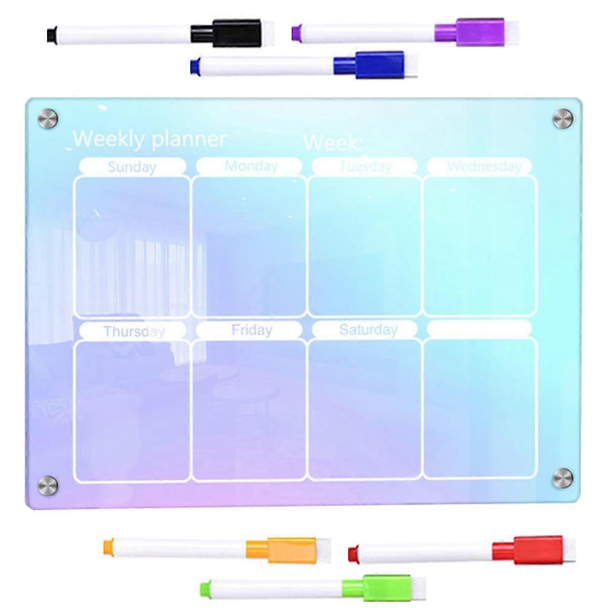 1 Erasable Magnetic Weekly Planner Board with Markers, Wipeable for Refrigerator Memo Notes for Family, Office, School, SpaceSaving and Easy to Clean