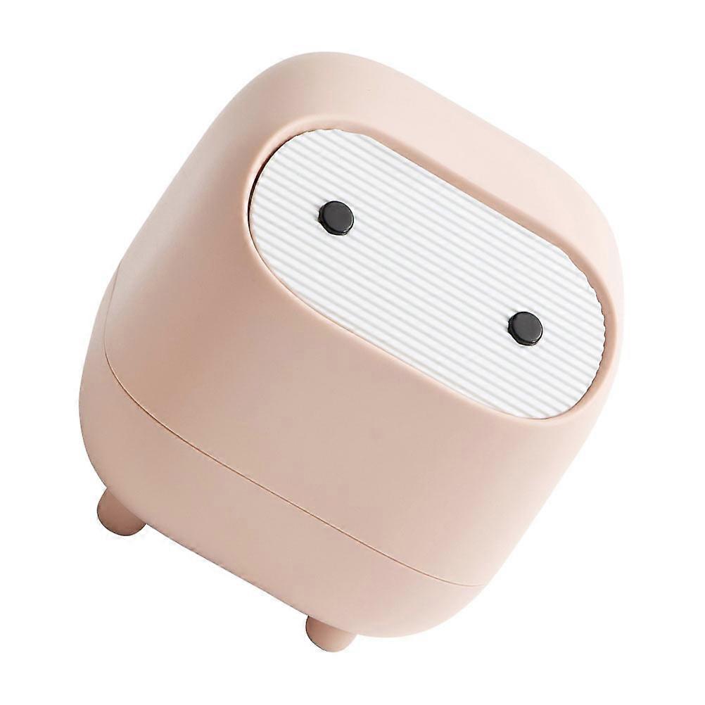 Compact Mini Desktop Trash Can with Press Lid – Sturdy Odor Reducing Garbage Bin for Office, Home, and Hotel Use – Creative Design, Pink