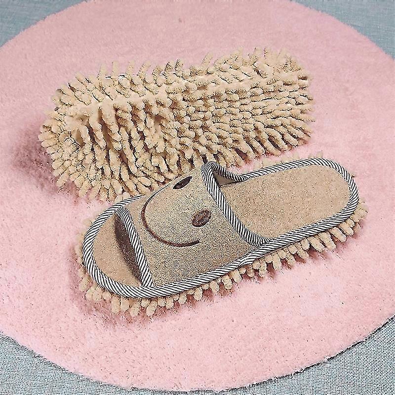 Smile Face Mopping Slippers Washable Cleaning Floor Dusting Slippers Detachable Lazy Mop Shoes Floor Cleaning Tools