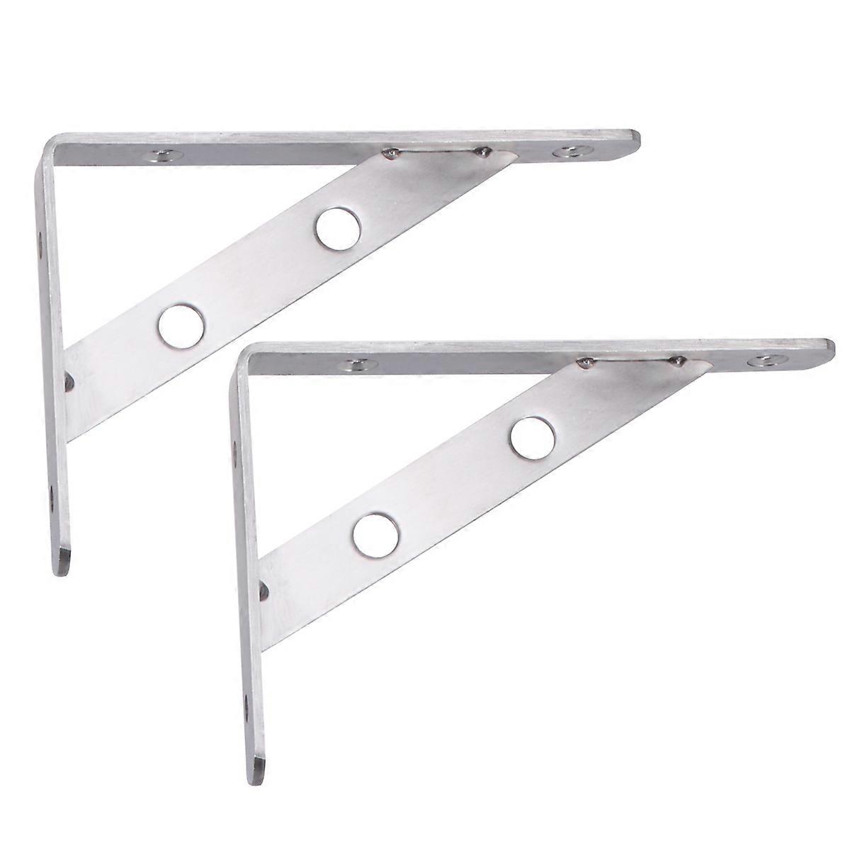 2pcs Durable Industrial Wall Shelf Support Bracket Stainless Steel Triangular Bracket with 4 Screws 3x150mm