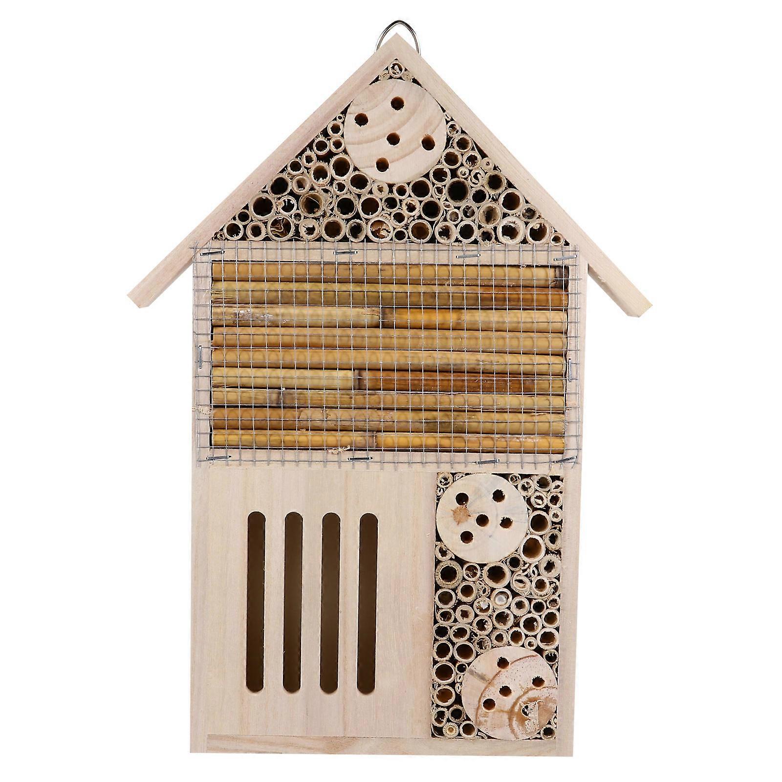 Garden Decor Bee Nesting Box Wooden Insect Hotel For Garden 35X19cm Shelter 1Pack