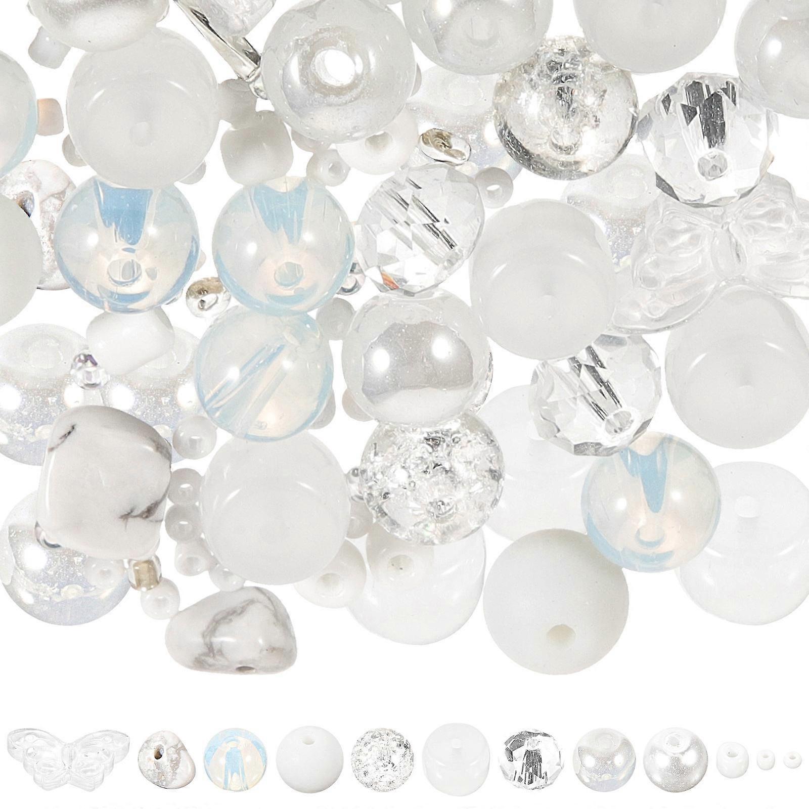 White Glass Beads for Jewelry Making Craft Projects with Durable Quality and Smooth Surface 1 Bag