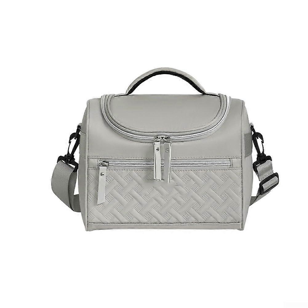 Slim design, large insulated lunch bag with easytoclean PEVA liner for maintenance (gray) Gray