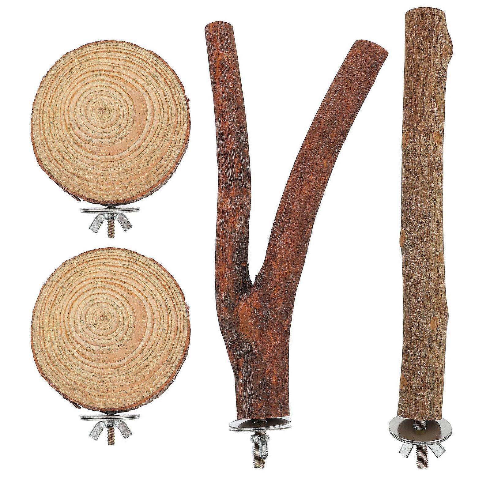 4 Pack Parrot Wooden Standing Rods for Birds Chewing Toys Assorted Color Synthetic Material