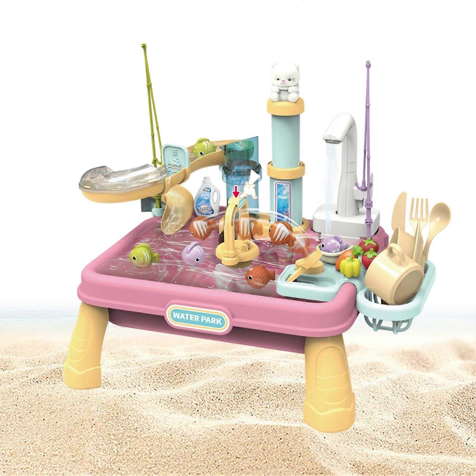 Water Play Table Toy Set Water and Sand Play Table for Kids Interactive Learning Activity Summer Game for Family Kindergarten Birthday