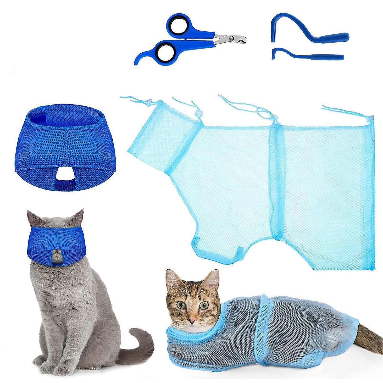 Cat Carrier Bag, Cat Beach Bag | Cat Grooming Care Sack with Nail Clipper and Massage Brush, Netting Accessories for Cats