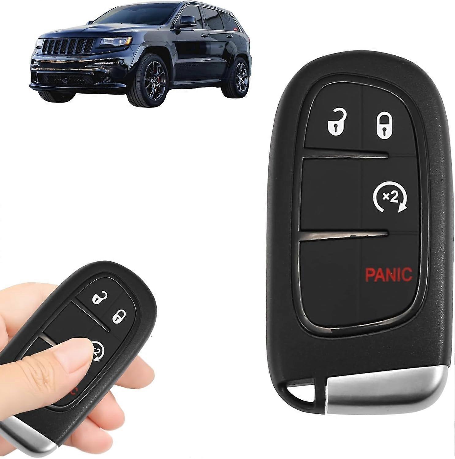 Replacement Keyless Entry Remote Car Key Fob 433MHz FCC ID:GQ4-54T 4-Button with Door Key 4A Chip Compatible with Jeep Cherokee 2014 2015 2016 201
