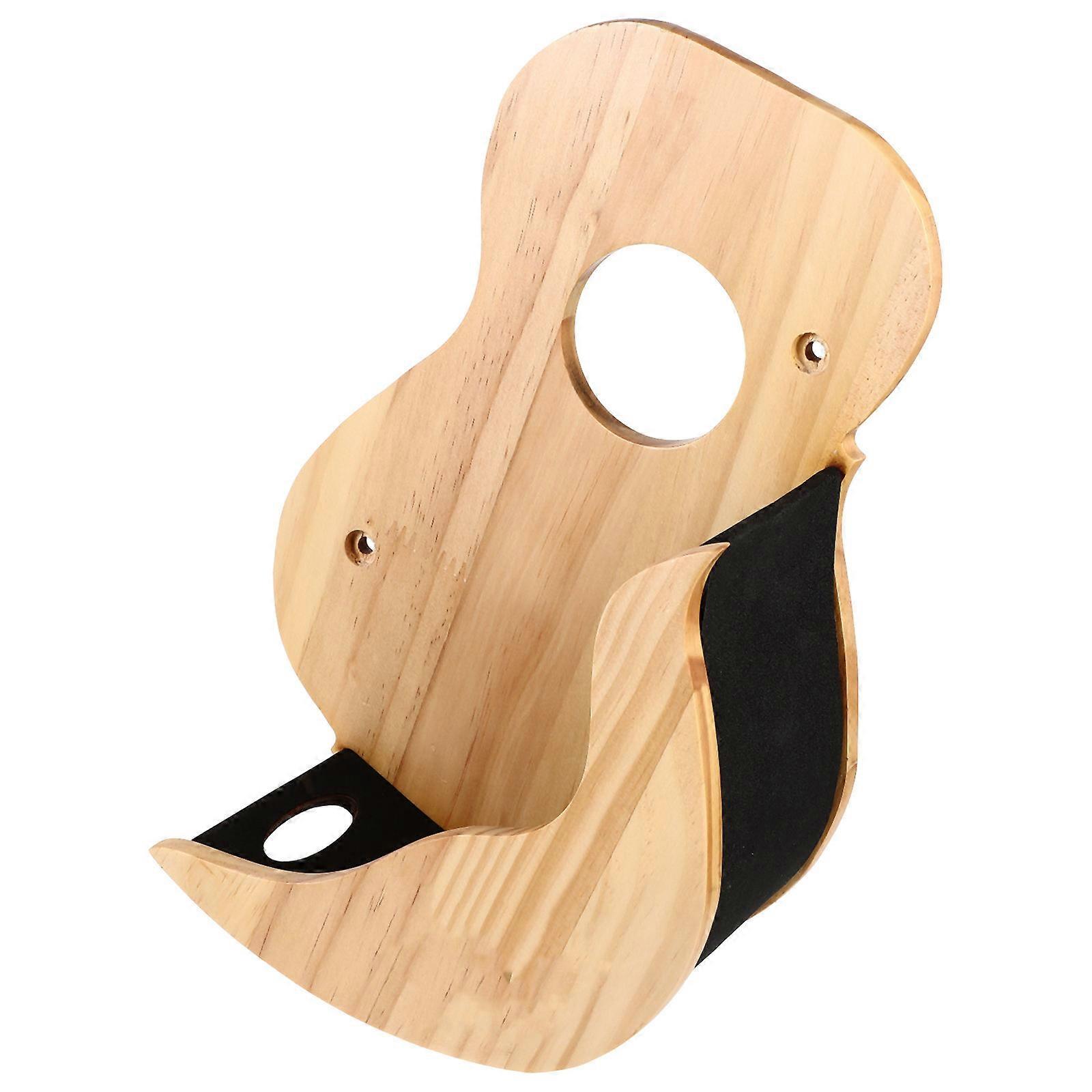 Ukulele Display Stand Guitar Hanger For Musicians Home Use Light Yellow Wood Design Durable Construction 1Pcs