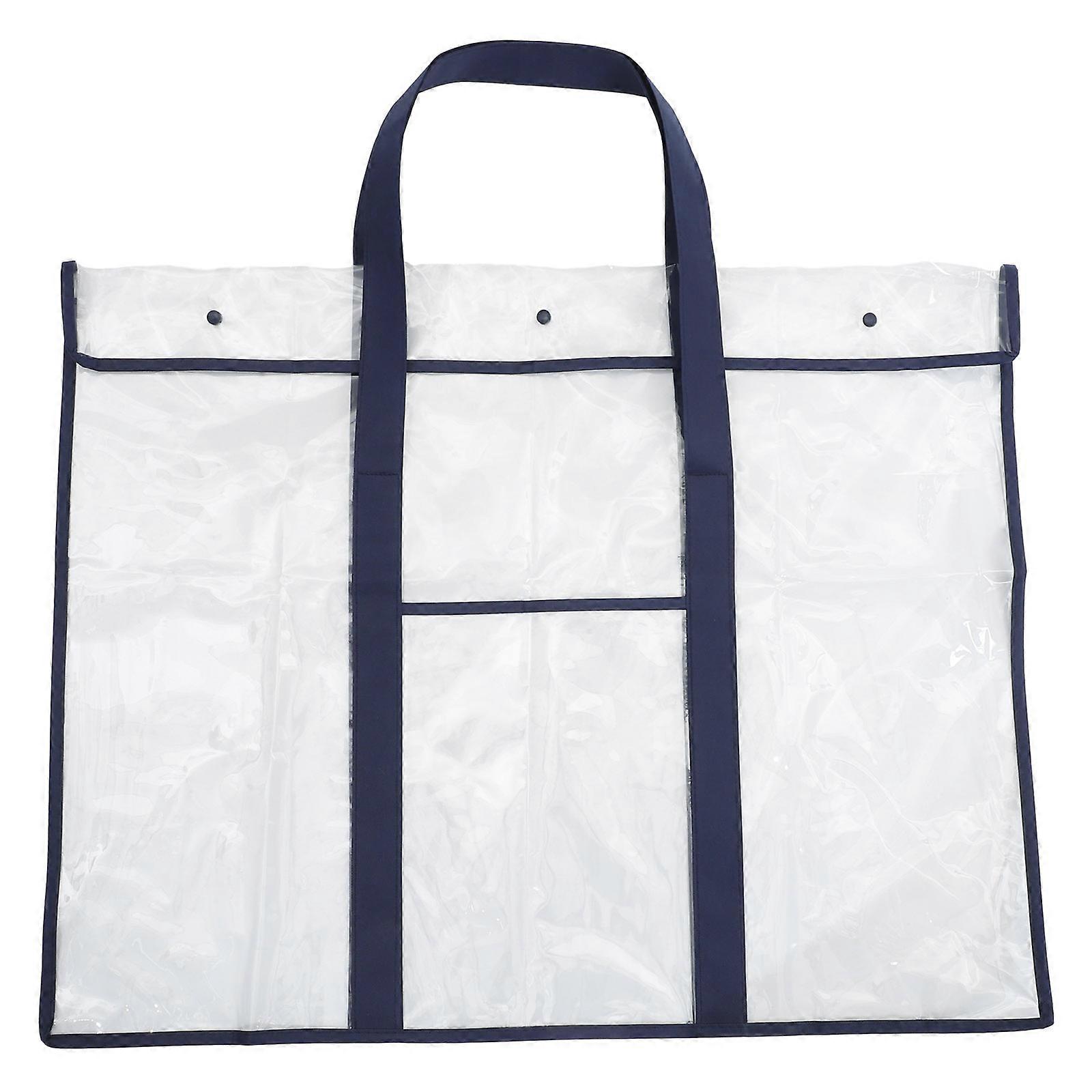 Blue Art File Holder with Snap Buttons for Easy Storage and Organization Non Woven Fabrics PVC 12.5 x 16 inches