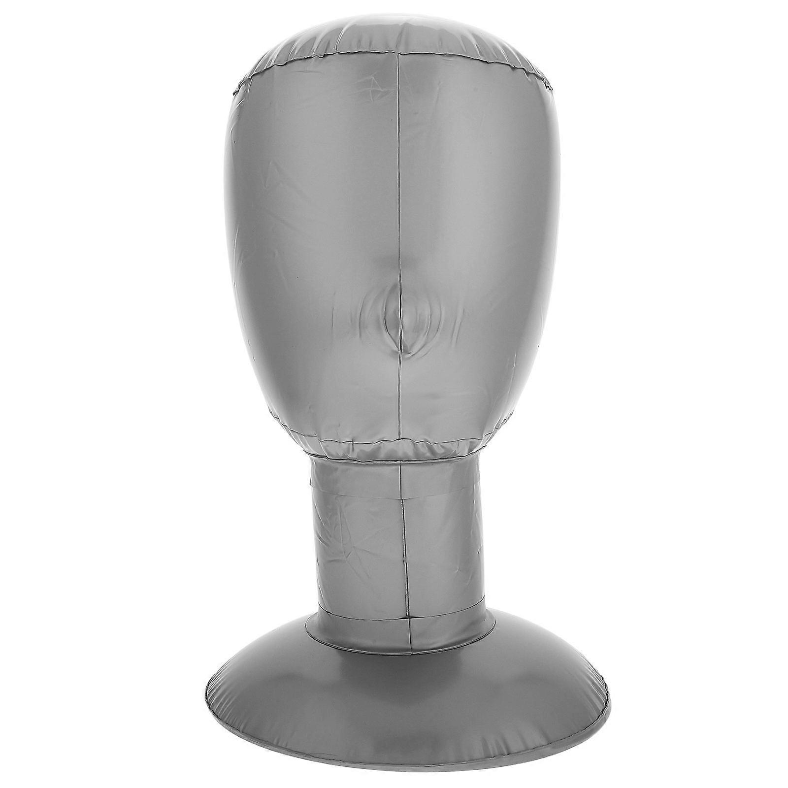 Inflatable Mannequin Head Stand for Hat Display and Wig Organizer with Model Design Silver Plastic