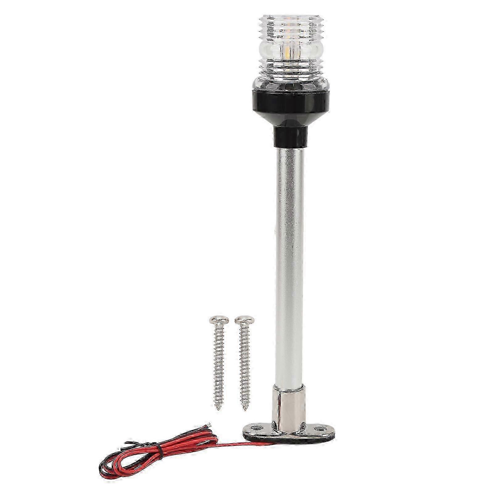 2025 12in Boat Stern 316 Stainless Steel Base 360 Degree LED All Around Anchor Navigation Light for Marine Yacht Warm White