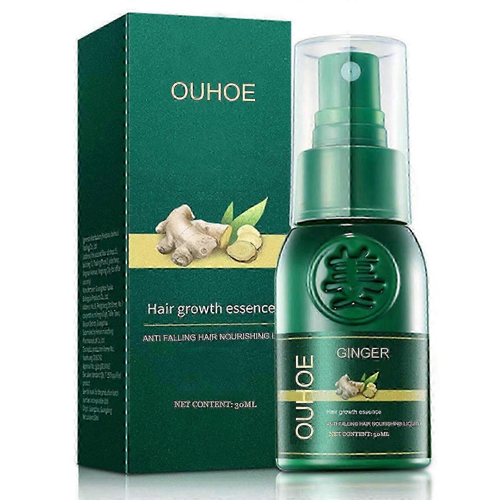 OUHOE 30ml Spray de croissance des cheveux à base de gingembre Solution anti-chute de cheveux 2025
