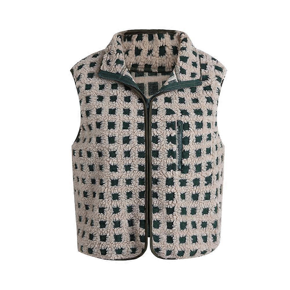 Plaid Vest For Men Soft Fleece Collar Sleeveless Warm Layering Winter Undershirt