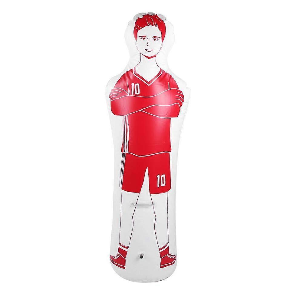 1.6m Inflatable Football Training Dummy Free Kick Defender Wall and 0.35m PVC Boxing Punching Bag Red for Practice
