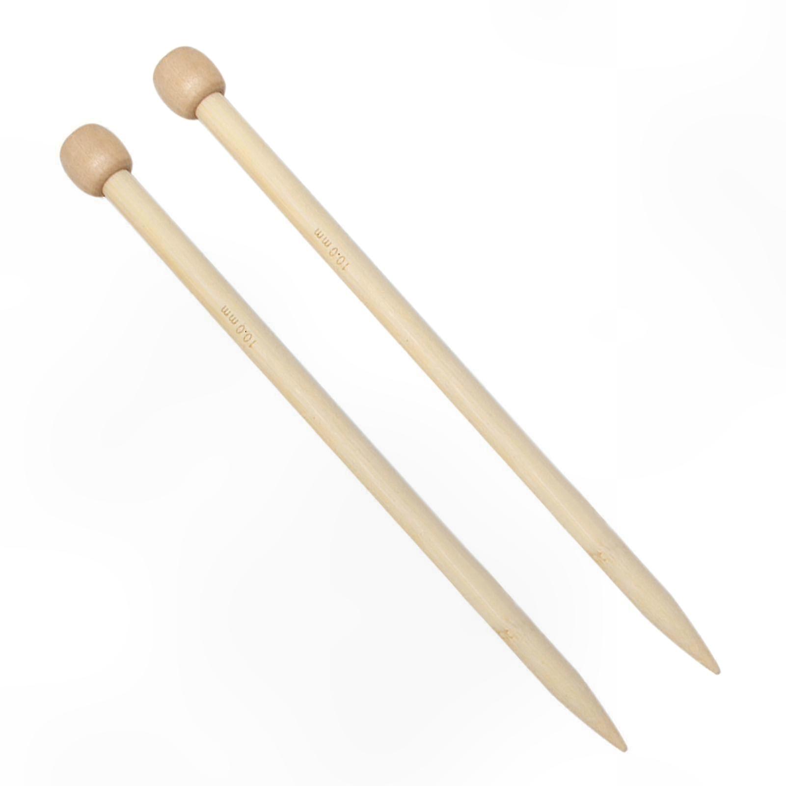 10mm Bamboo Knitting Needles for Beginners - Long Straight Pair