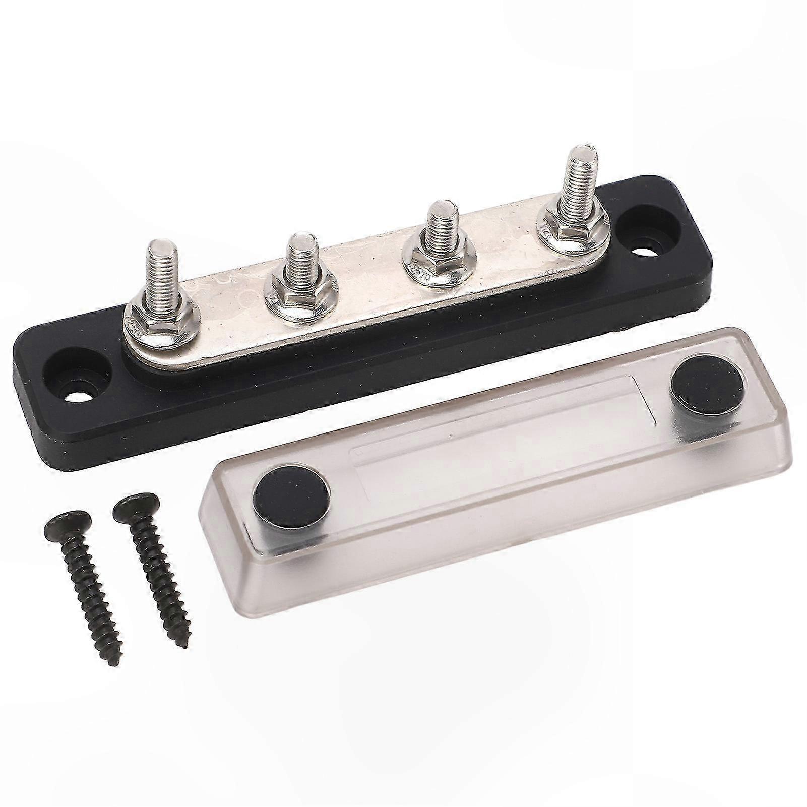 Transparent Power Distribution Block with 4 M5 Terminals for Automotive and Marine Applications