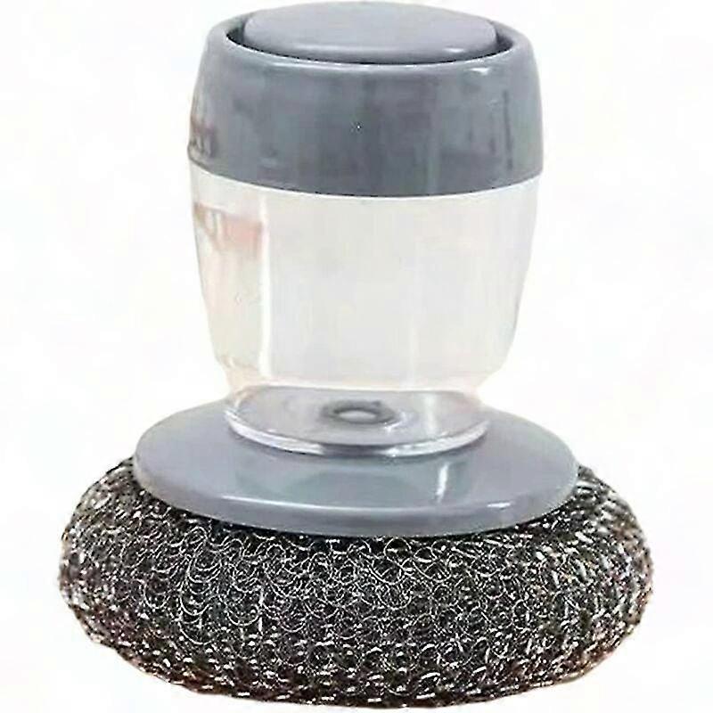 Multifunctional Kitchen Soap Dispensing Palm Brush with Built-in Liquid Storage Tank for Dish Pot Cleaning