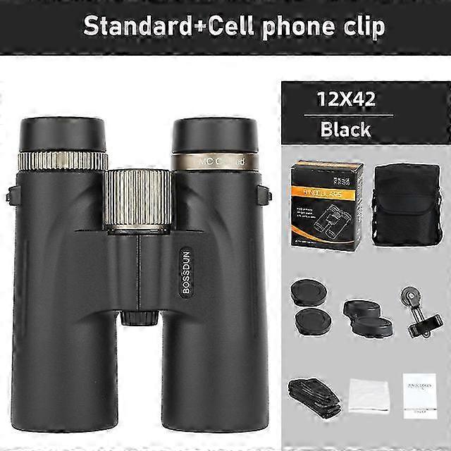 Professional 12x42 HD Telescope Binoculars with Long Range BAK4 Prism and ED Lens, IPX7 Waterproof for Hunting and Camping