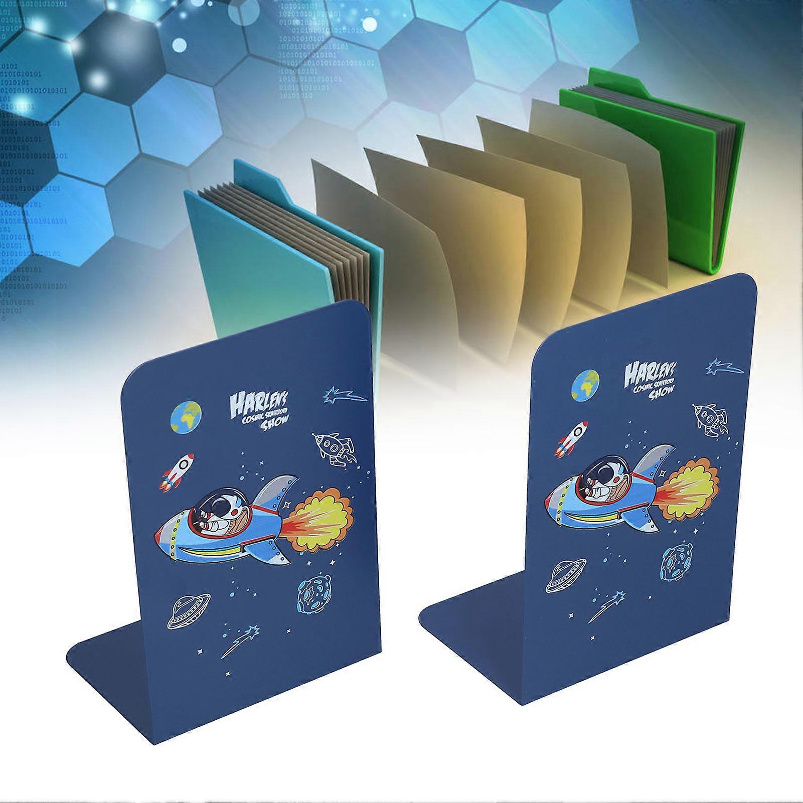 2Pcs Nonslip Iron Bookends 10x13.4x20.3cm Rustproof Metal Set