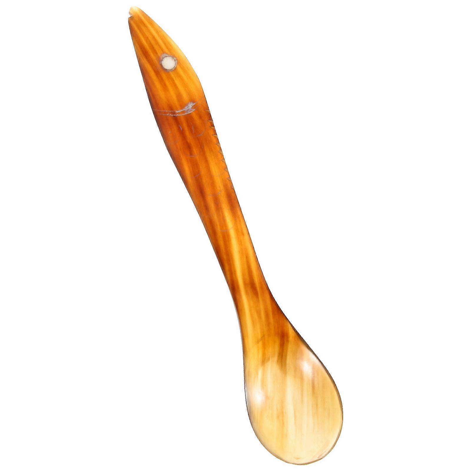 Ox Horn Spoon with Long Handle – Multi Functional Kitchen Essential for Coffee, Ice Tea & Desserts – Smooth Polished Finish, Comfortable Grip, Ideal