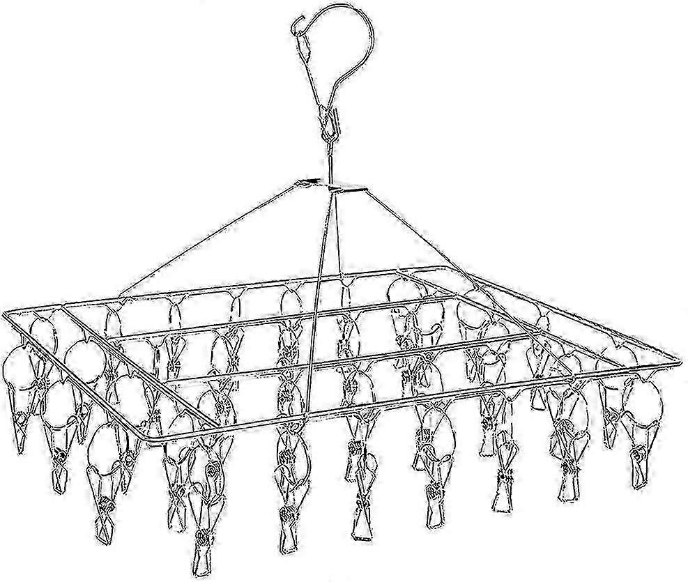 Stainless Steel Clothes Drying Rack with 36 Clips for Laundry