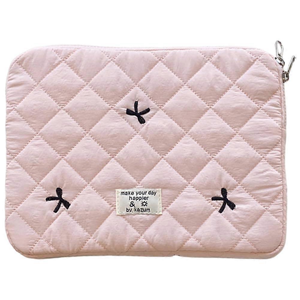 Puffy Laptop Sleeve 13 Inch Cute Bow Case for Macbook 12'' 13'' Light Pink