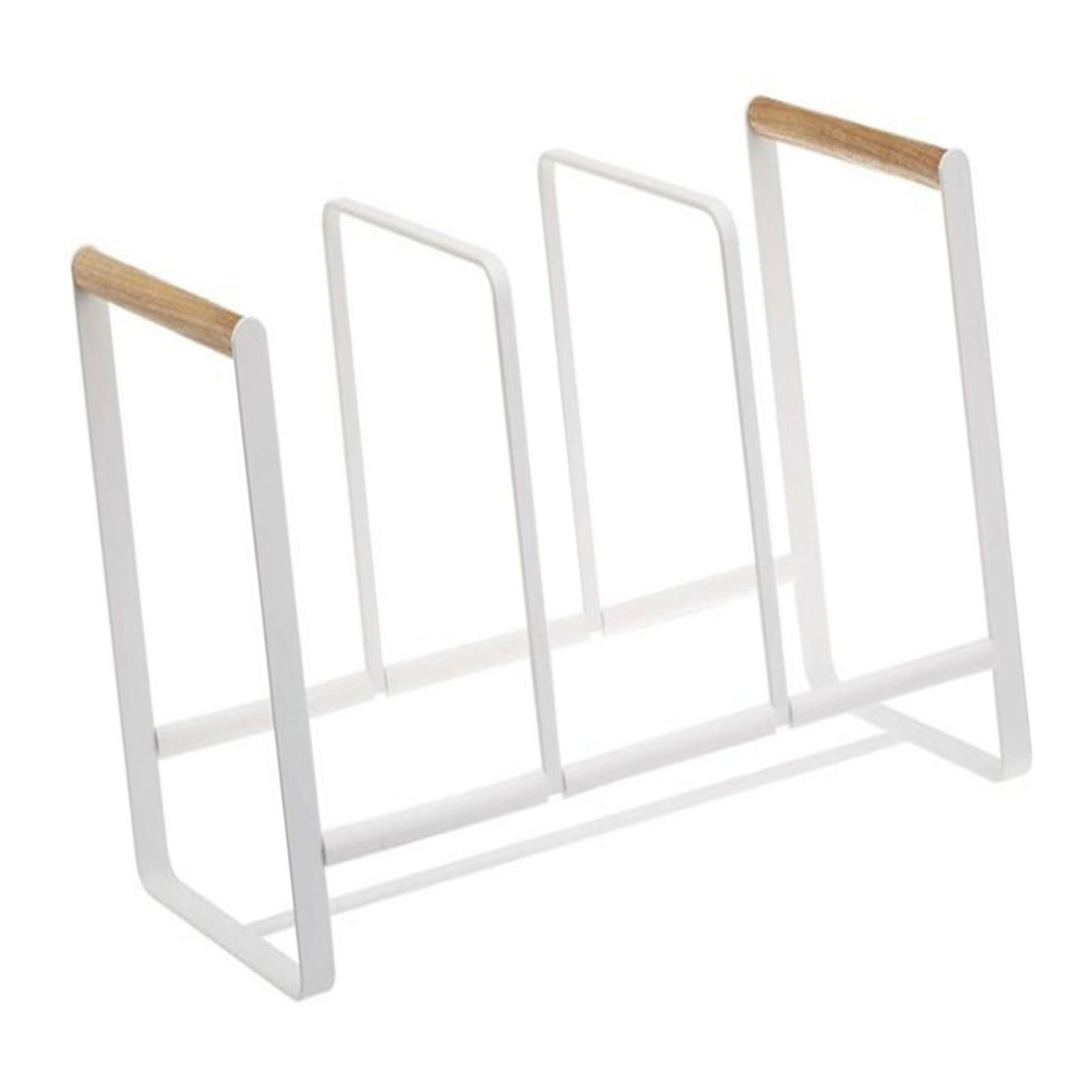 Étagère de rangement multifonctionnelle pour assiettes à vaisselle 3 compartiments, fil de fer avec poignée en bois, 1000g