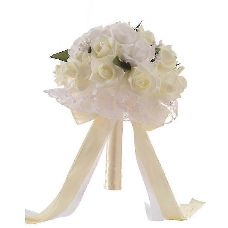 Artificial Wedding Bouquets Hand Made Rose Flower Rhinestone Brides...