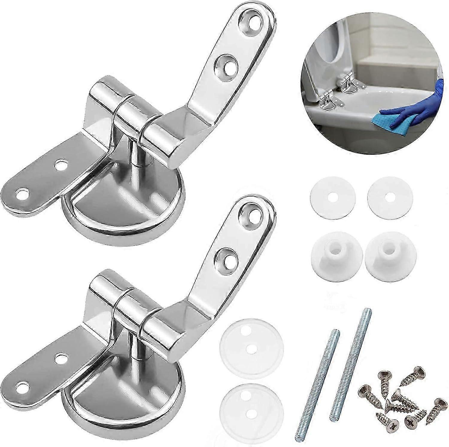 Set Toilet Seat Hinges, Toilet Seat Fixings, Fixings, Perfect Replacement Hinges for Most Wood Resin MDF Toilet Seats, Toilet Seats, DIY Repair Kit