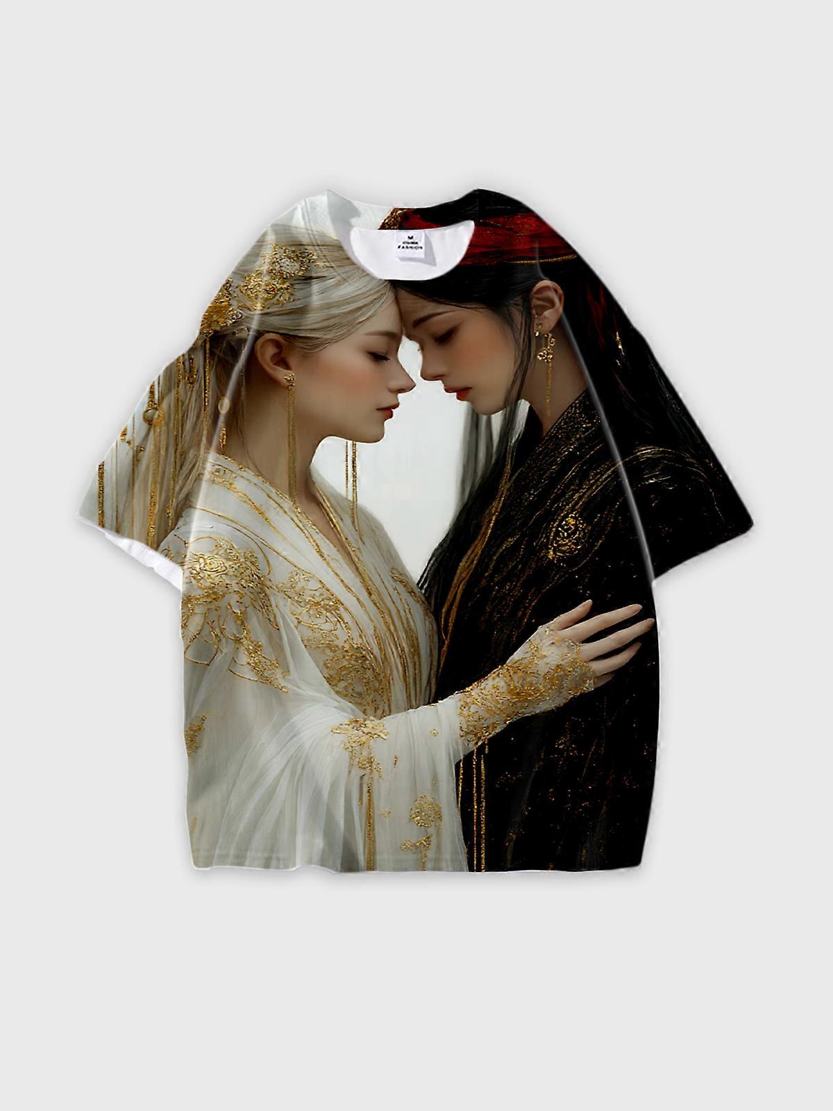 T-Shirt Short Sleeve Round Neck, Summer Casual Loose Graphic Tee, Unisex Pattern V2719