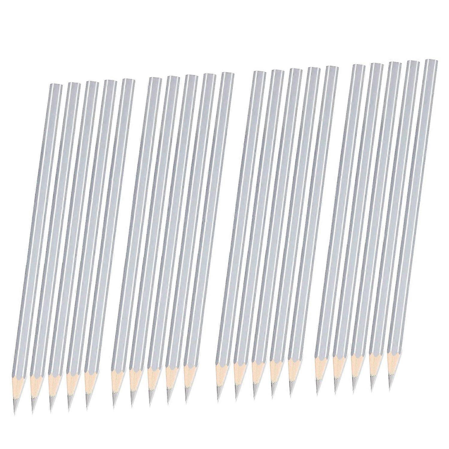 20 Pack Silver Welders Pencil Metallic Silver Marking Pencil for Construction Workers Metalwork Plu