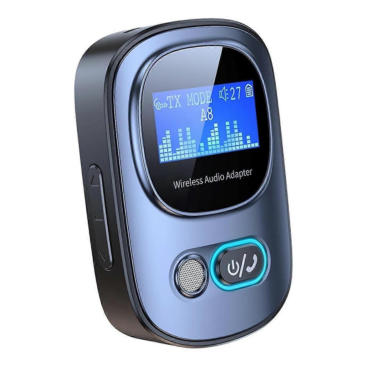 Bluetooth 5.3 Transmitter Receiver Mini Portable Wireless Audio Adapter with LED Display for TV/PC/