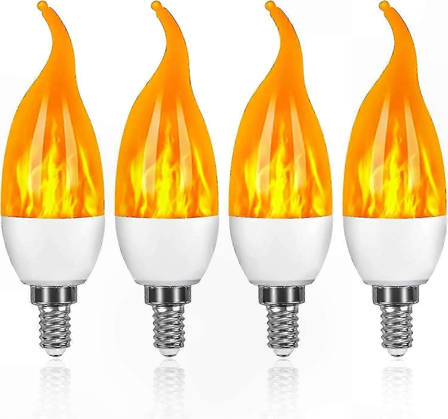 3W E14 LED Bulb with Flickering Flame Effect, 4 Pack Decorative Lights for Home Ambiance, 3 Modes