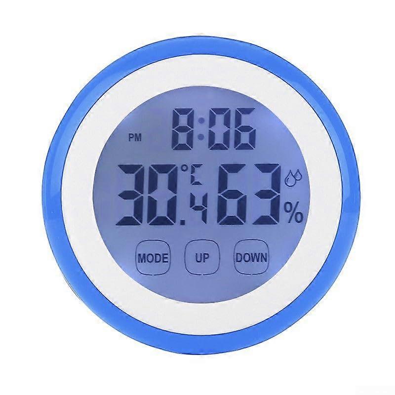 Smart Digital Wall Clock Monitoring Room Conditions Temperature Humidity With Easy to Read Backlight (Blue) Model Size