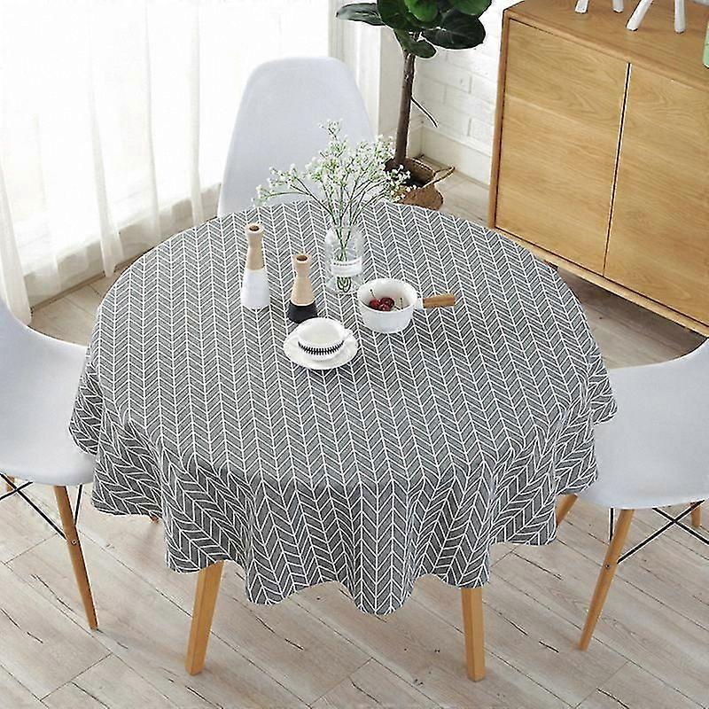 Nordic Design Round Tablecloth for Circular Tables, 90cm Diameter, Grey Arrow Pattern