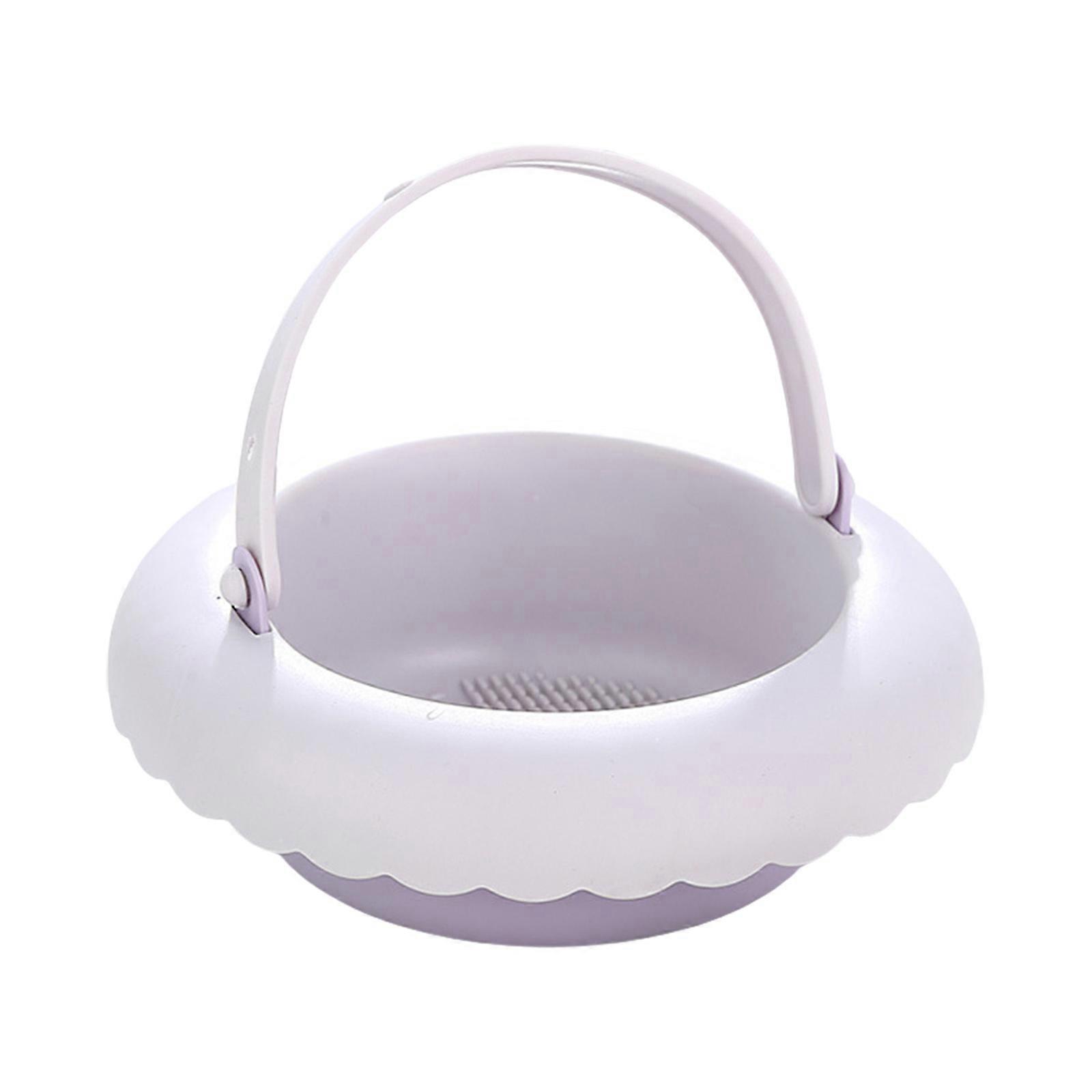 Practical PP Brush Cleansing Bowl Offering Color Addition and Protective Grid Designs  Purple