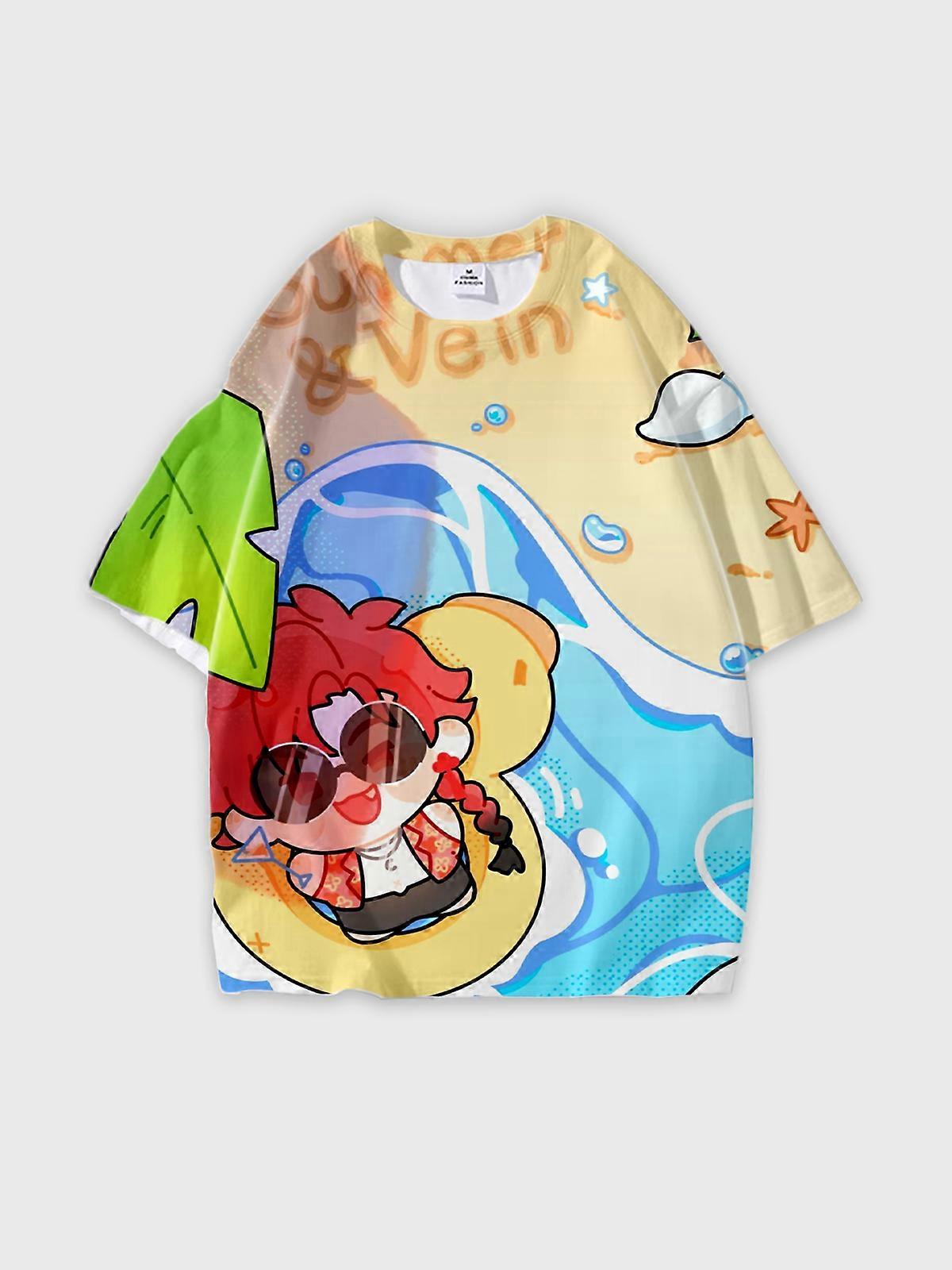 T-Shirt Short Sleeve Round Neck, Summer Casual Loose Graphic Tee, Unisex The Link Click W2261