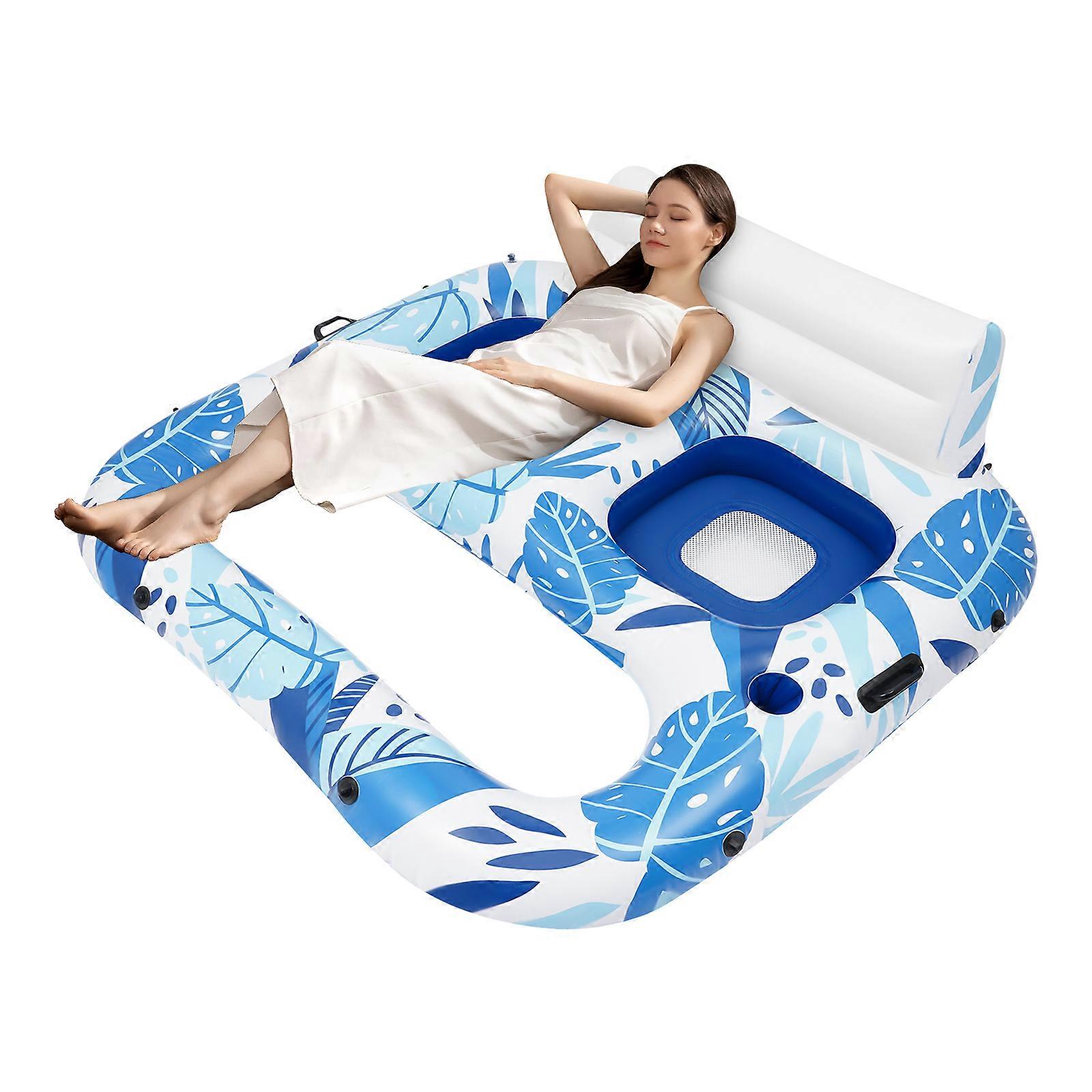 Double-Seat Inflatable Pool Float 300lbs Capacity Foldable Swimming Pool Floating Chair