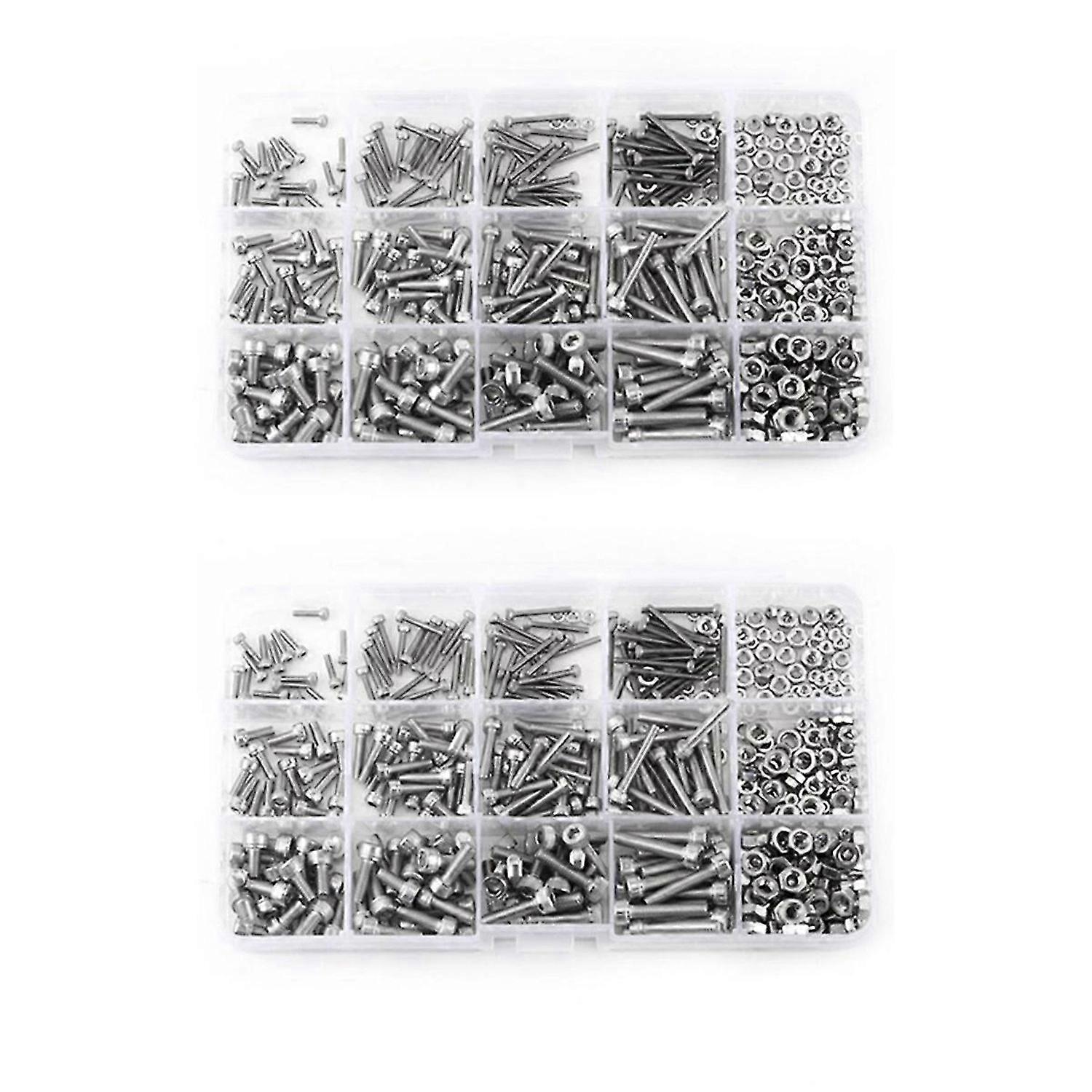 480pcs M2 M3 Hex Socket Screws Set Nuts Repair Tool
