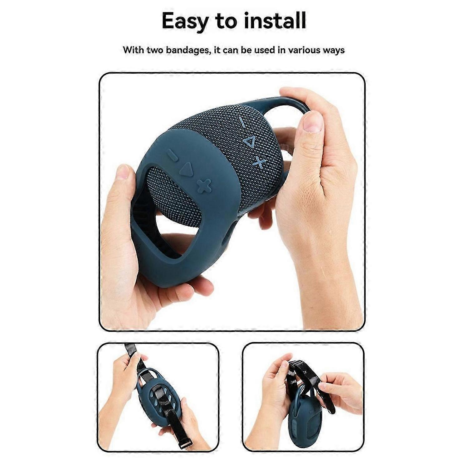 Silicone Case Shockproof Protective Carrying Case Dustproof Speaker Stand Up Cover for Clip 5 Speaker Blue