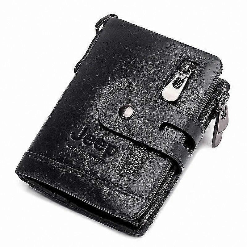 محفظة جلدية طبيعية نسائية أنيقة مع محفظة عملات بسحاب مزدوج وحامل هوية تصميم قصير