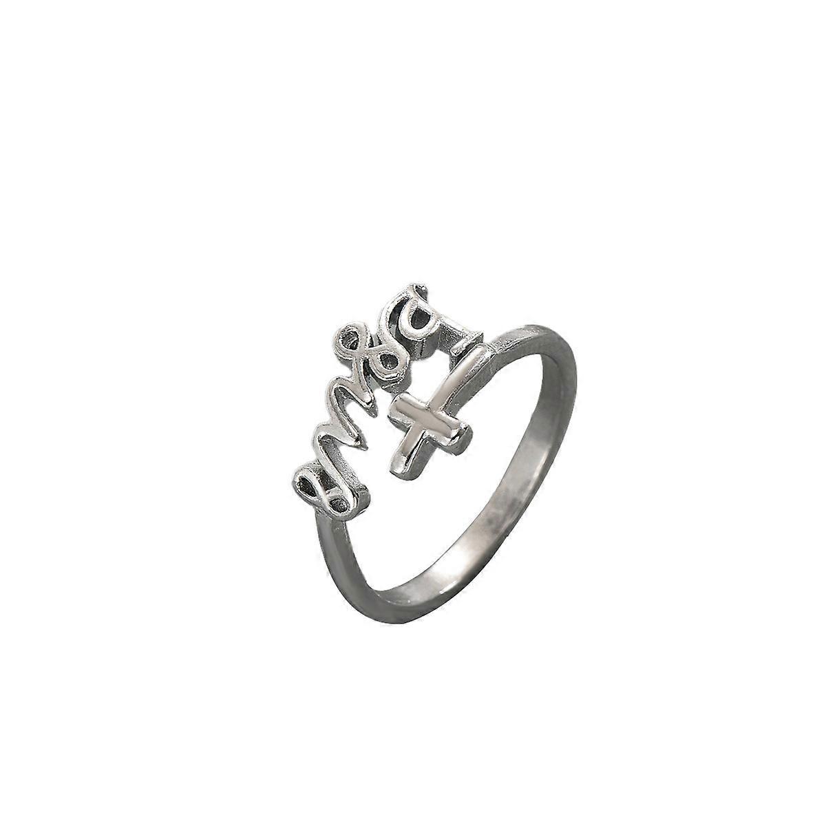 Ring, Geometric English Letter Cross Design Open Band Versatile Elegant