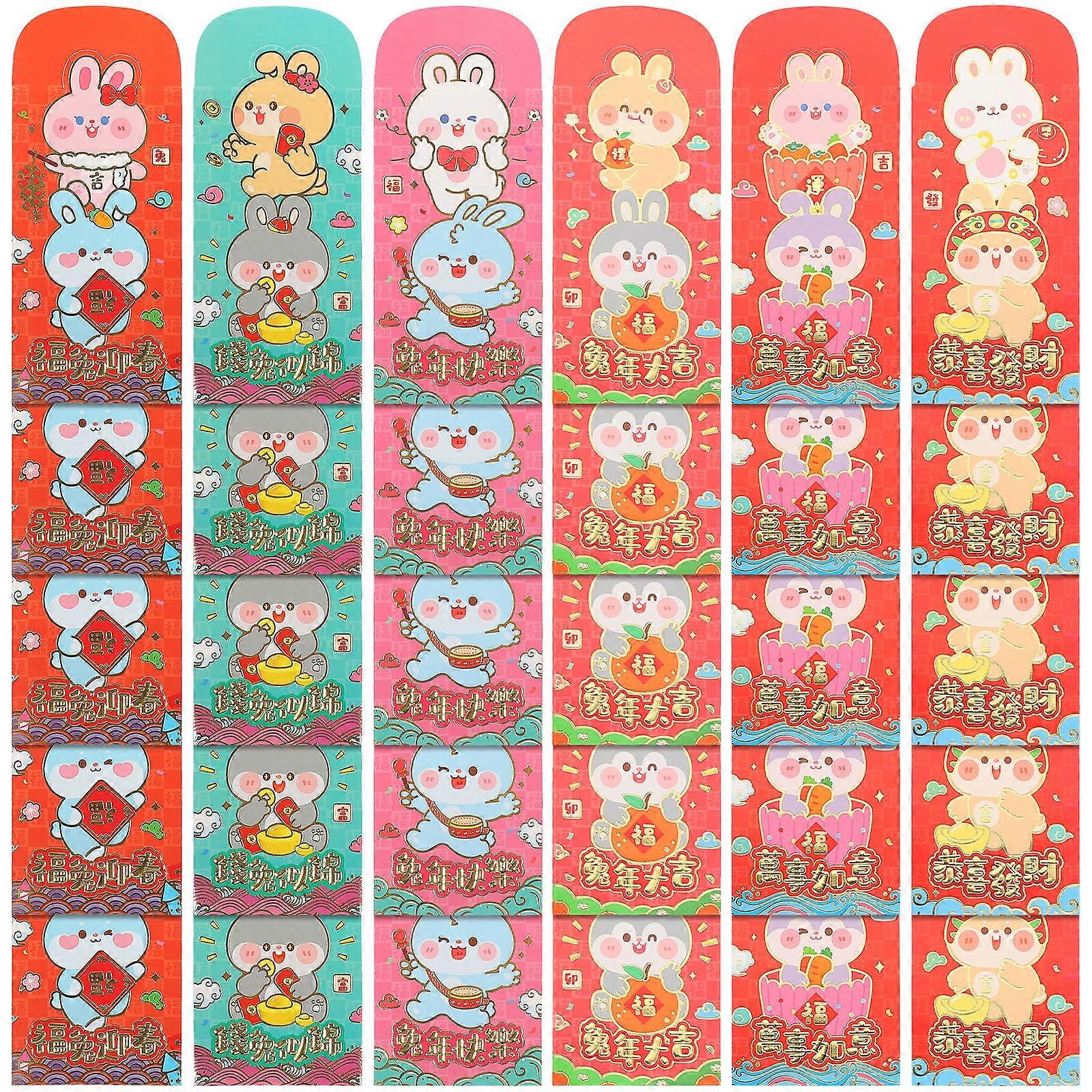 2023 Rabbit Year Red Envelopes for New Year 30Pcs with Cartoon Rabbit Pattern