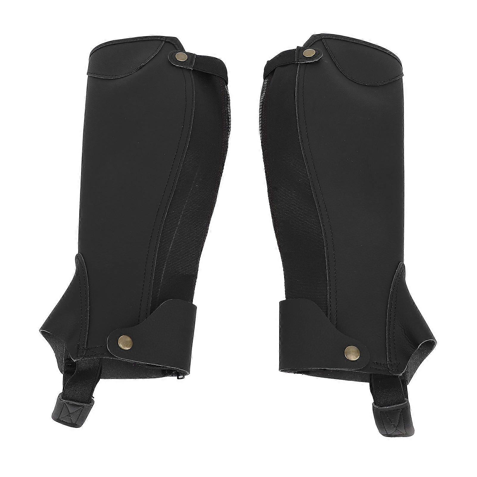 1 Pair Equestrian Half Chaps Breathable 3 Layer Fabric Shock Absorbing Anti Abrasion Horse Riding Half Chaps for Child Adults XL (15.7in Leg Circumfer