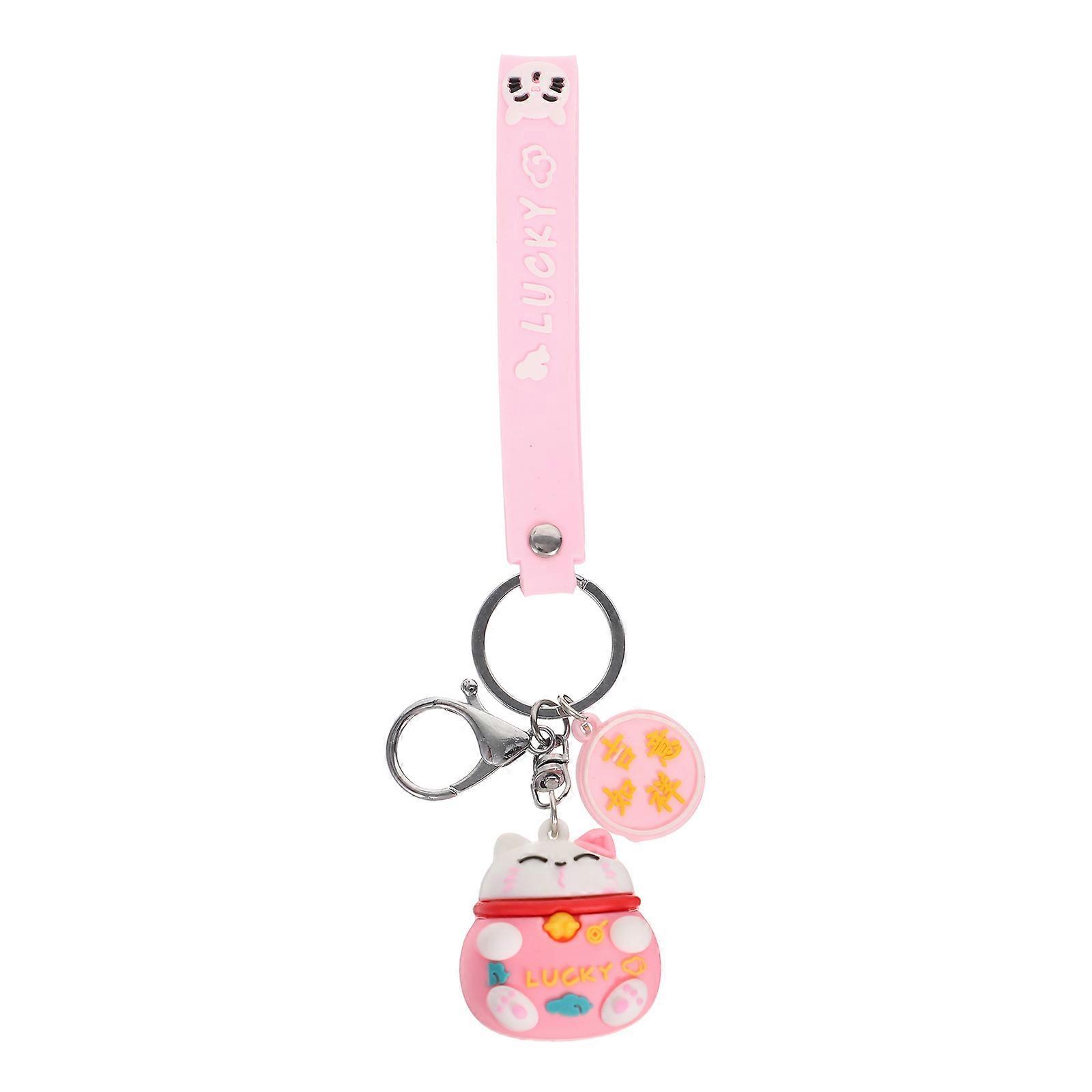 Cat Keychain Pendant Japanese Style Fortune Cat Keyring for Purse