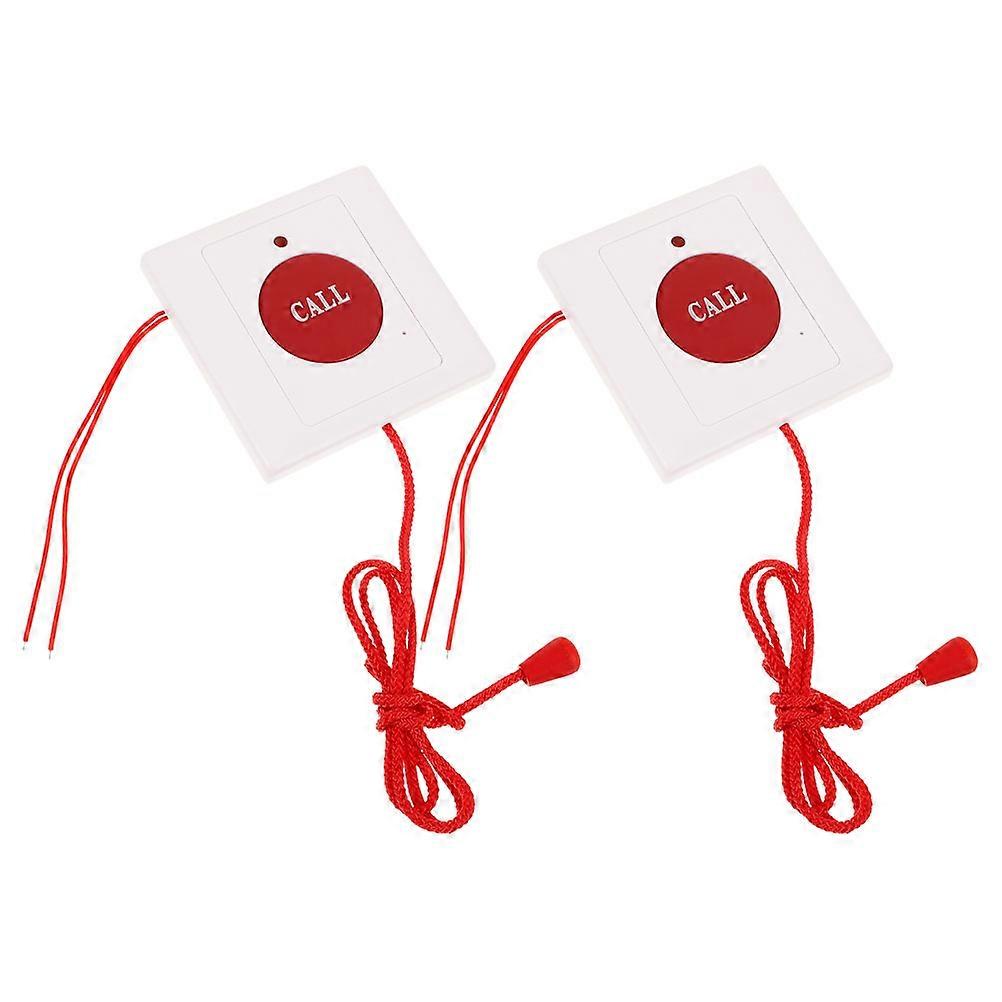 White Elderly Button for Wall Mount Emergency Call 2Pcs Device