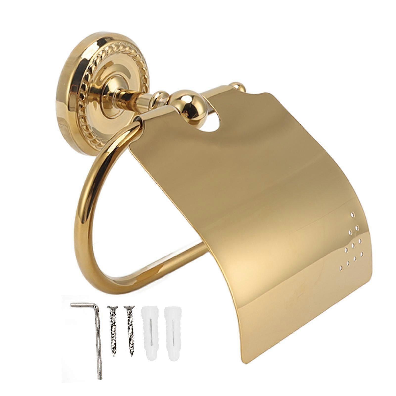 ملحق الحمام الأنيق ، حامل ورق التواليت النحاسي العالمي العتيق ، الانتهاء من الذهب العتيق المزخرف ، البناء النحاسي القوي لأي ديكور منزلي