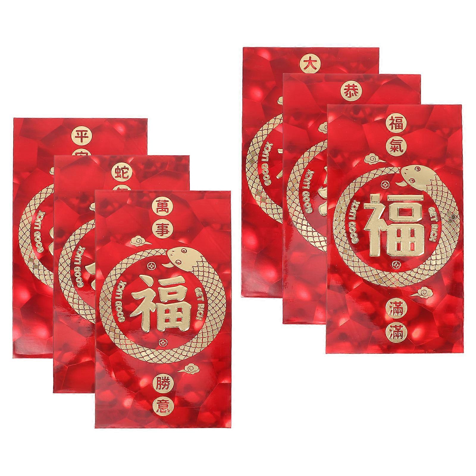 3D Chinese Red Envelopes Money Envelope for Party Use 6Pcs Set