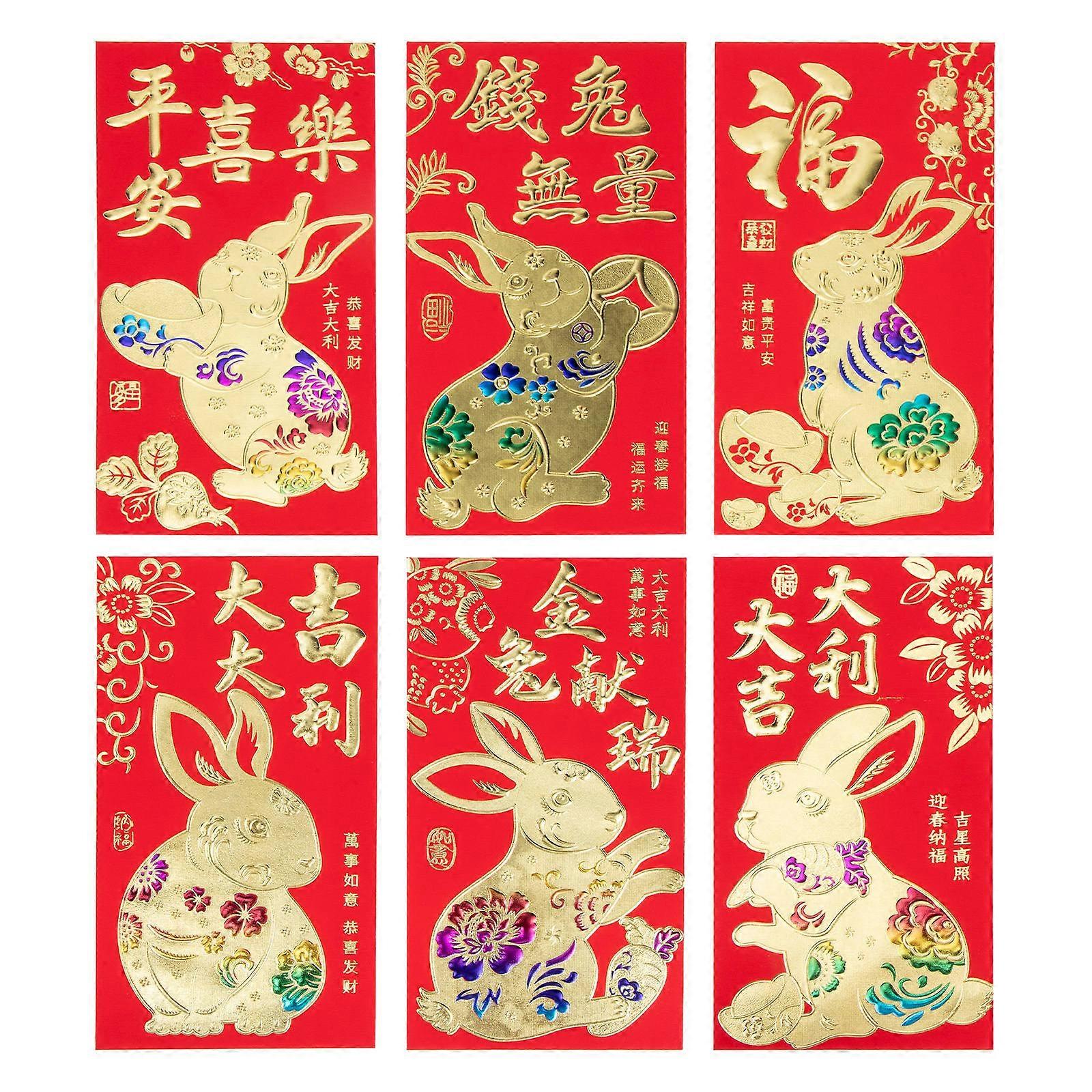 Rabbit Year Red Envelopes Paper for Festival 30Pcs Red Cartoon Packets