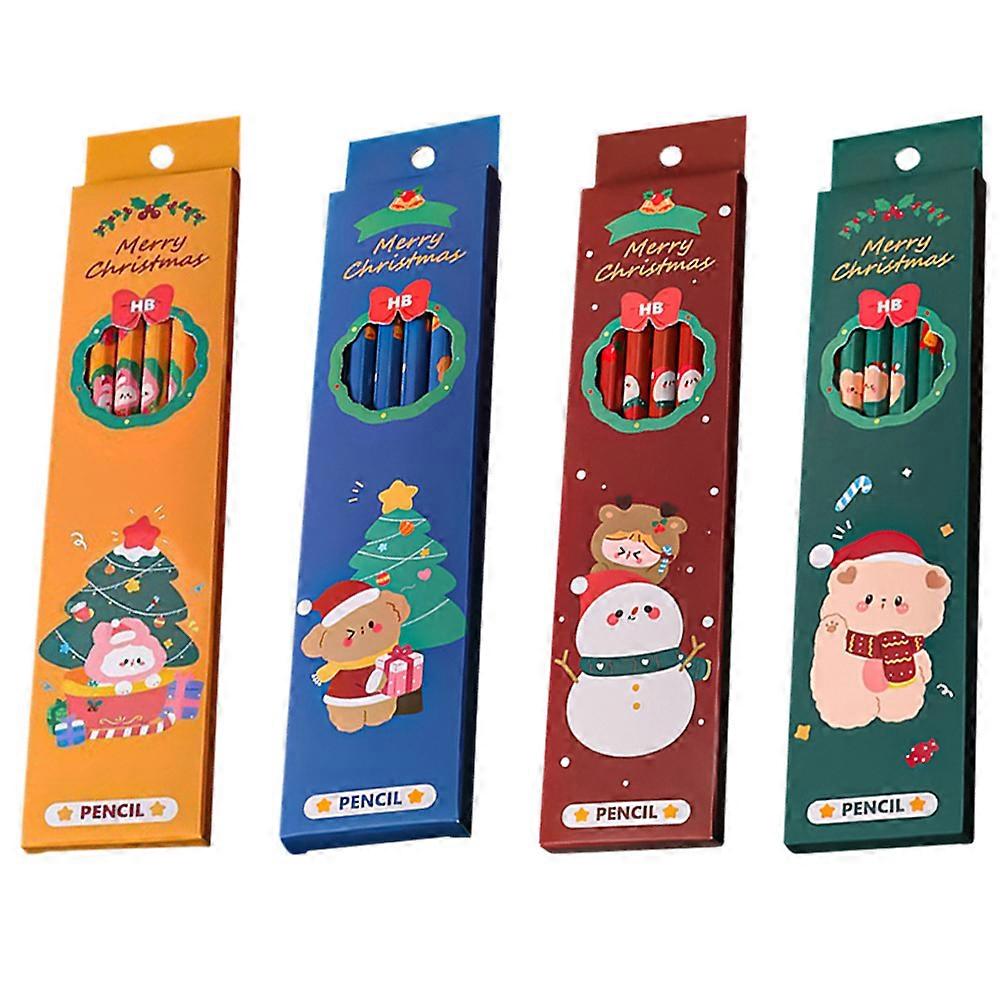 Christmas Wood Pencils for Sketching 4 Boxes of Eraser Tipped Pencils